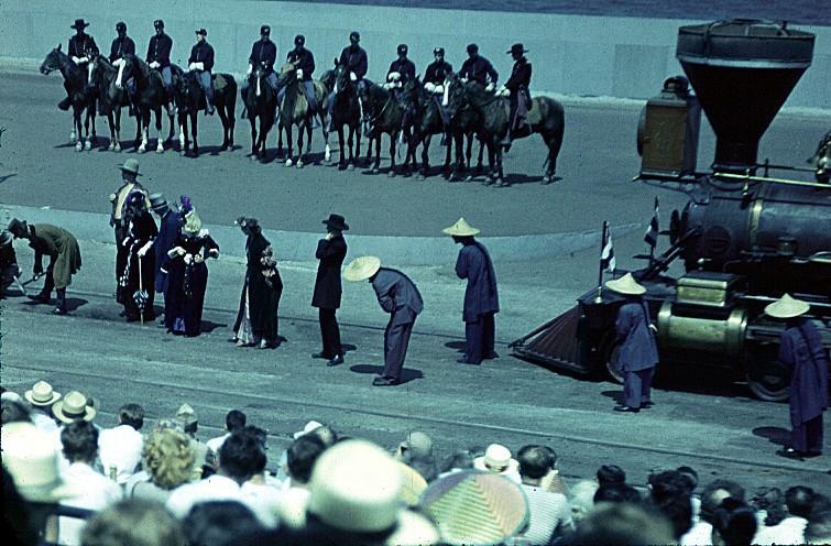 File:Reinactment Golden Spike ceremony Chicago Railroad Fair.jpg