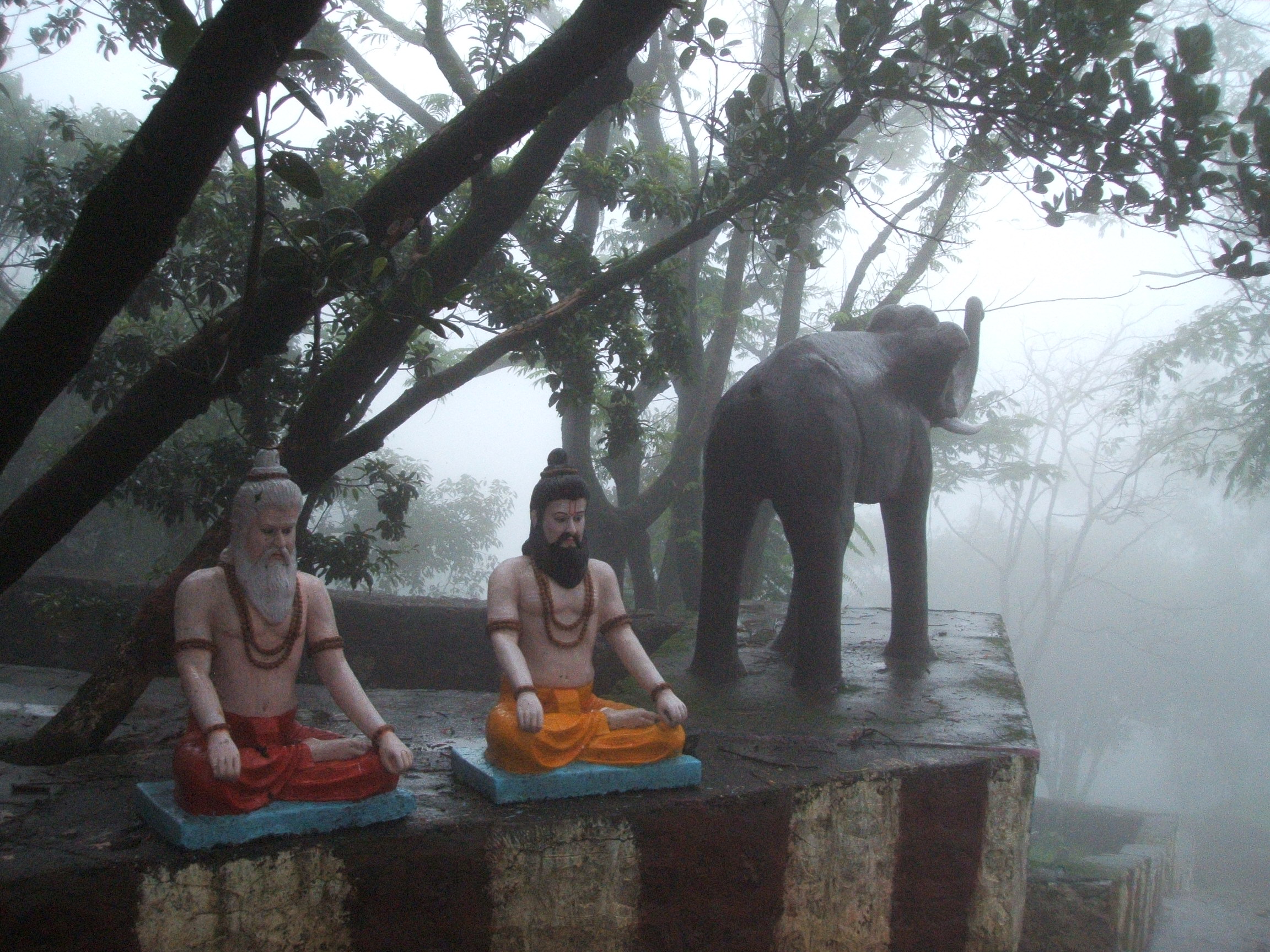 sanyasi meditating by the river on Craiyon