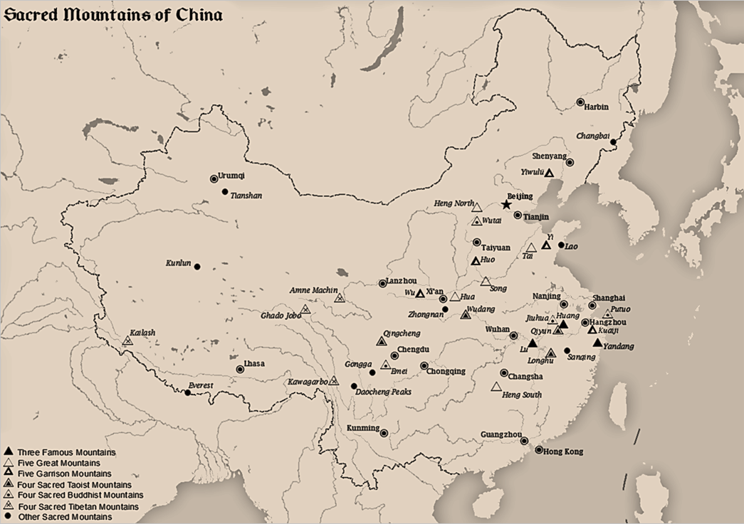 Map Of Mountains In China Sacred Mountains of China   Wikipedia