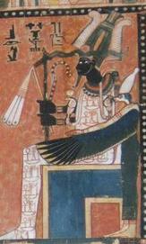 Osiris Libro de los Muertos del escriba Nebqed, reinado de Amenofis III (1391-1353 adC), Dinastía XVIII. Seguido por su madre Amenemheb y su esposa Meryt, Nebqed encuentra al dios de los muertos, Osiris.