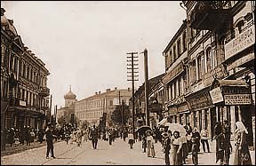 Vitebsk's Zamkovajastraat in het begin van de 20e eeuw (foto uit Boris Feldblyum Collection)