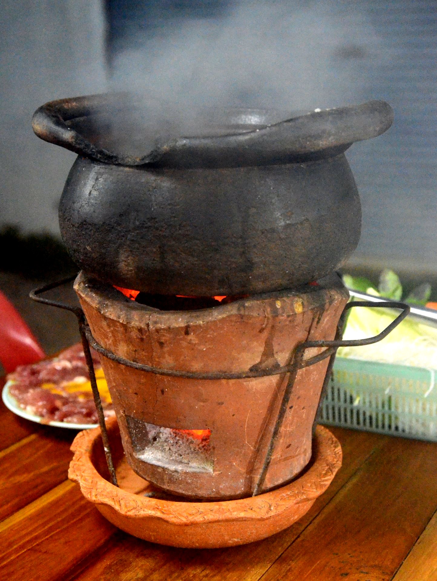 Hot Pot Thai Style Hot Pot With Clear Soup In The Clay Cooking Pot