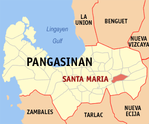 Mapa han Pangasinan nga nagpapakita kon hain nahamutang an Santa Maria