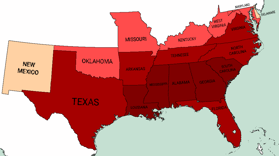 Map Of The Southern States Dixie - Wikipedia