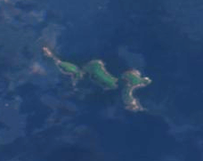 Satellite image of the Bunker Islets taken by Sentinel-2 in 2016
