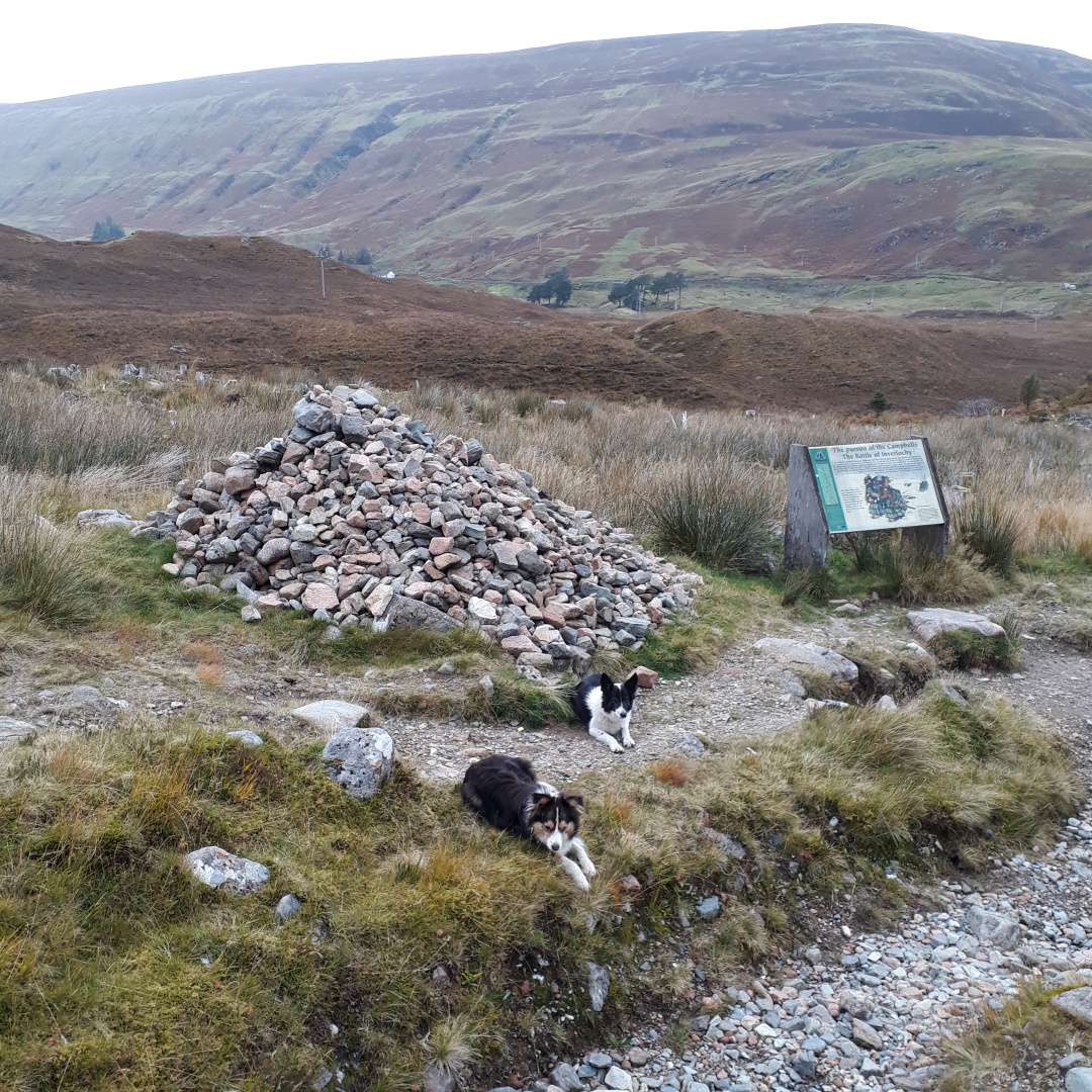 Cairn on The West Highland Way marking the spot where the MacDonald stopped chasing and killing the defeated Campbells after the Battle of Inverlochy in 1645.