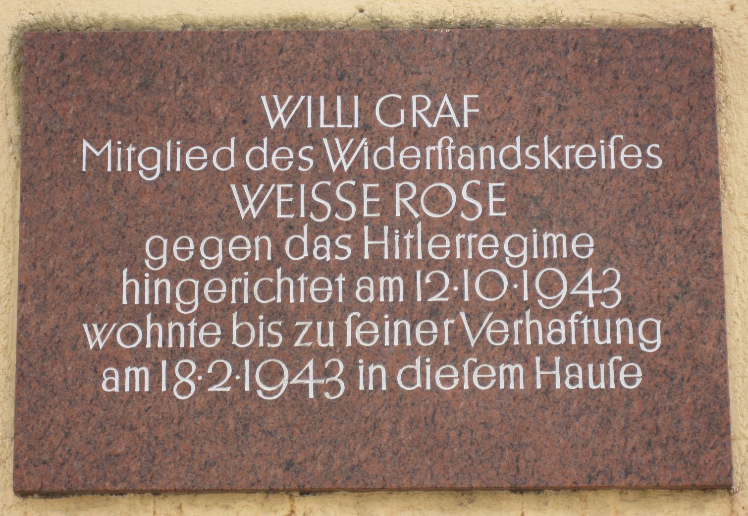 Mindeplade for Willi Graf