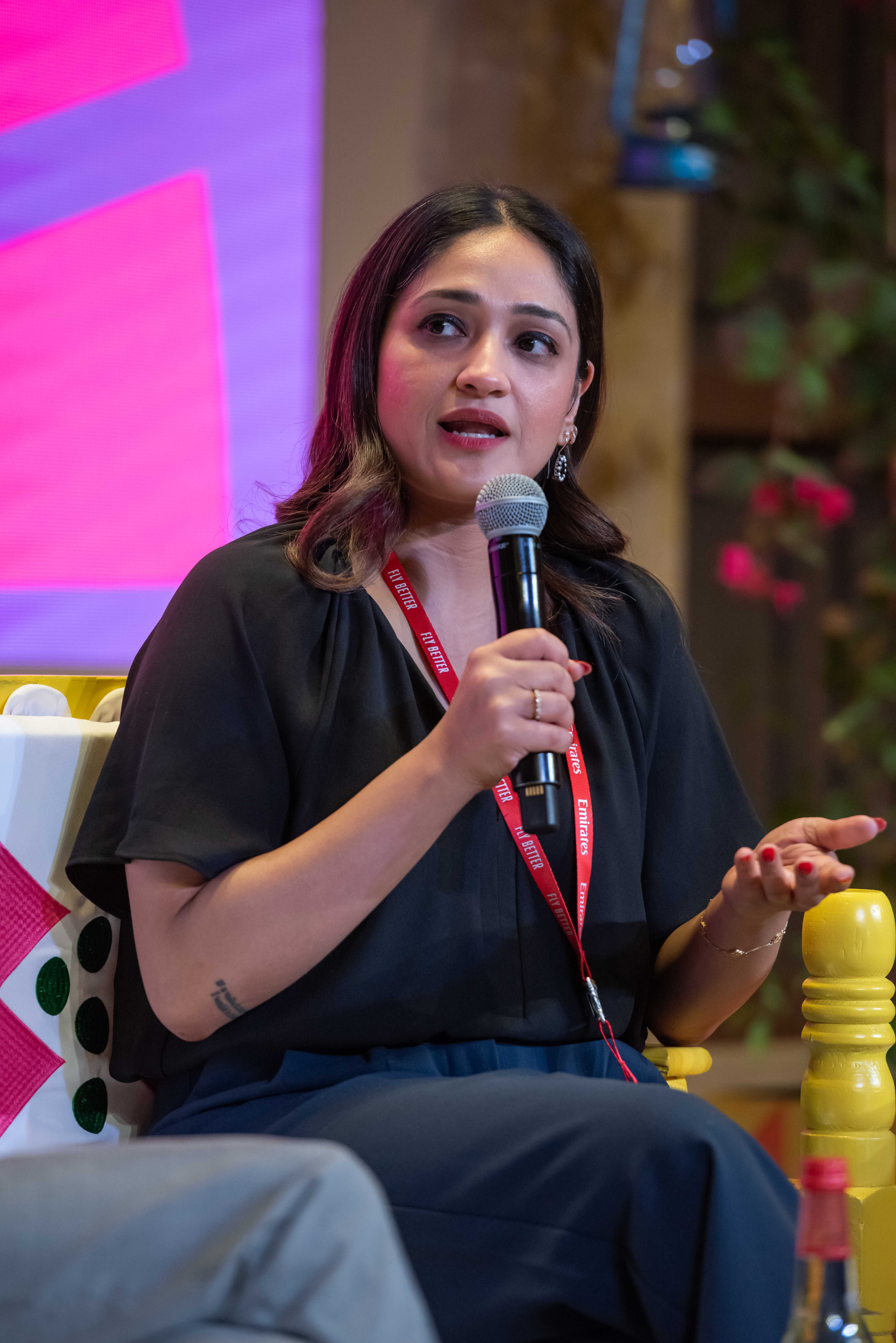: Malhotra at a panel discussion at the [[Emirates Airline Festival of Literature]] 2024