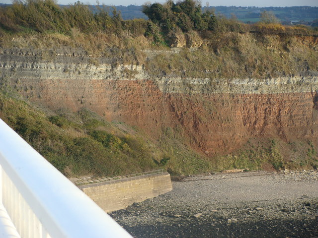 Fault in Aust Cliff from the Severn Bridge - geograph.org.uk - 1557429