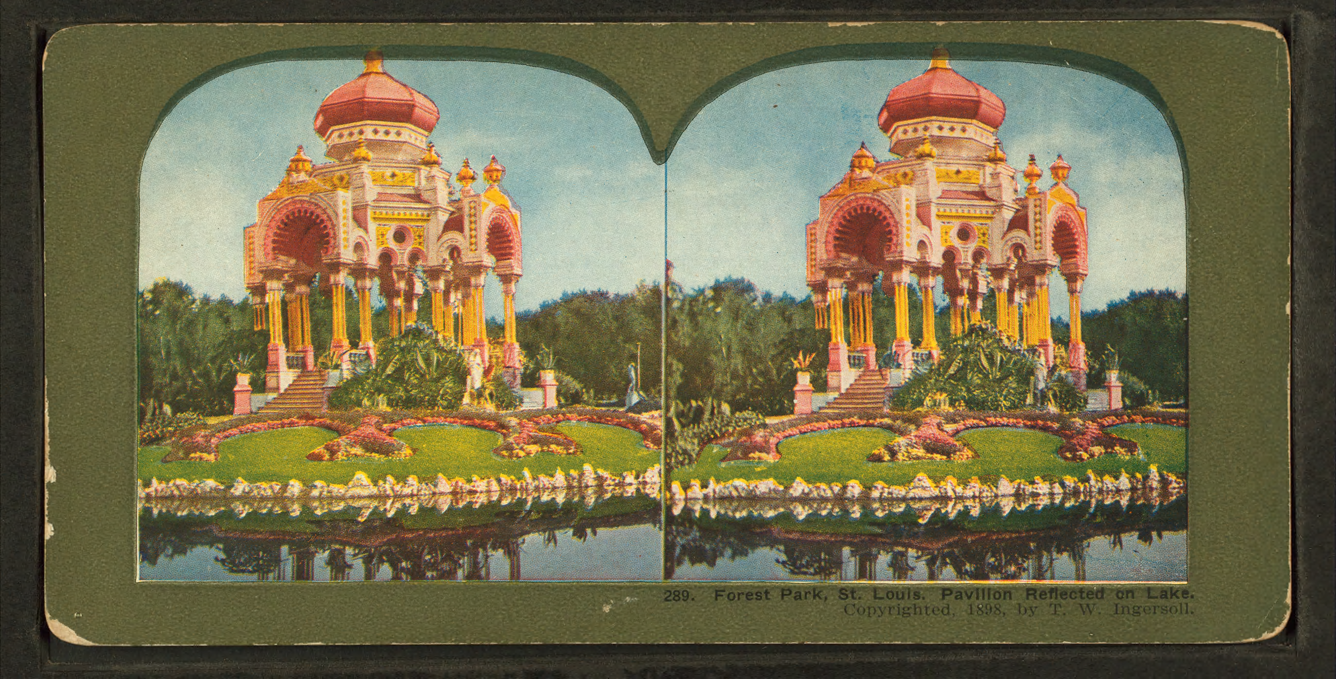 File:Forest Park, St. Louis. Pavillion reflected on lake, by Ingersoll, T. W. (Truman Ward ...