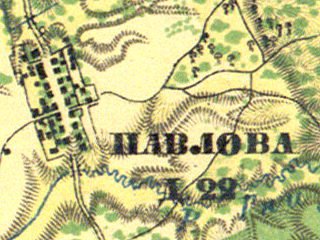 Деревня Павлово на карте 1860 года