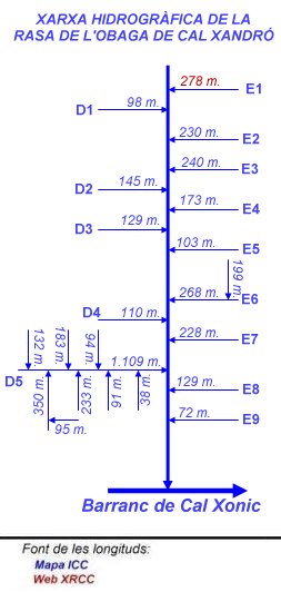 Xarxa hidrogràfica de la Rasa de l'Obaga de Cal Xandró