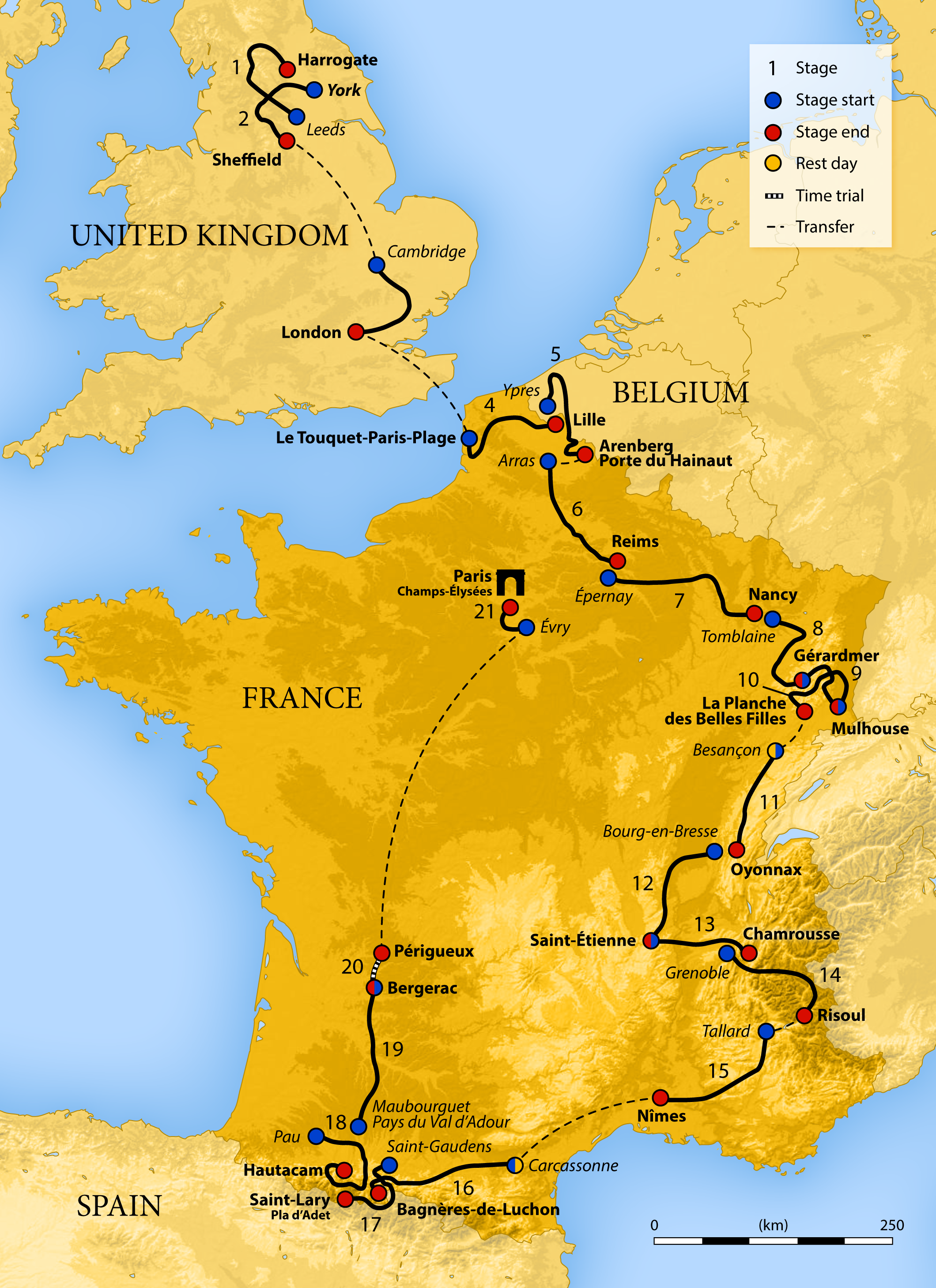 tour de france map 2014 Tour De France Wikipedia
