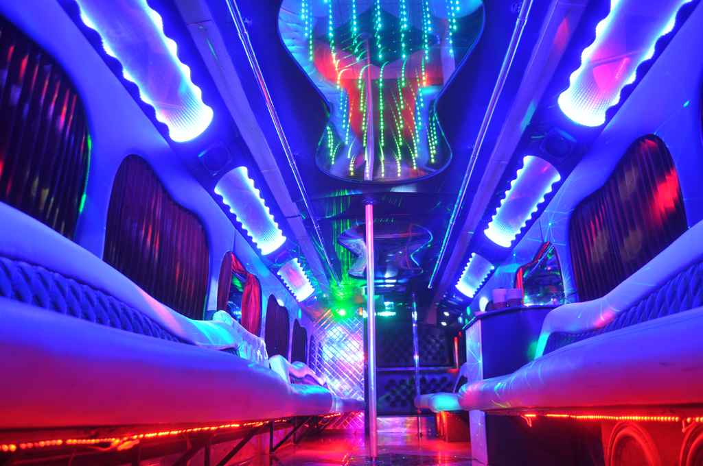 File 45 Passenger Party Bus Interior Photo Low Angle Laser