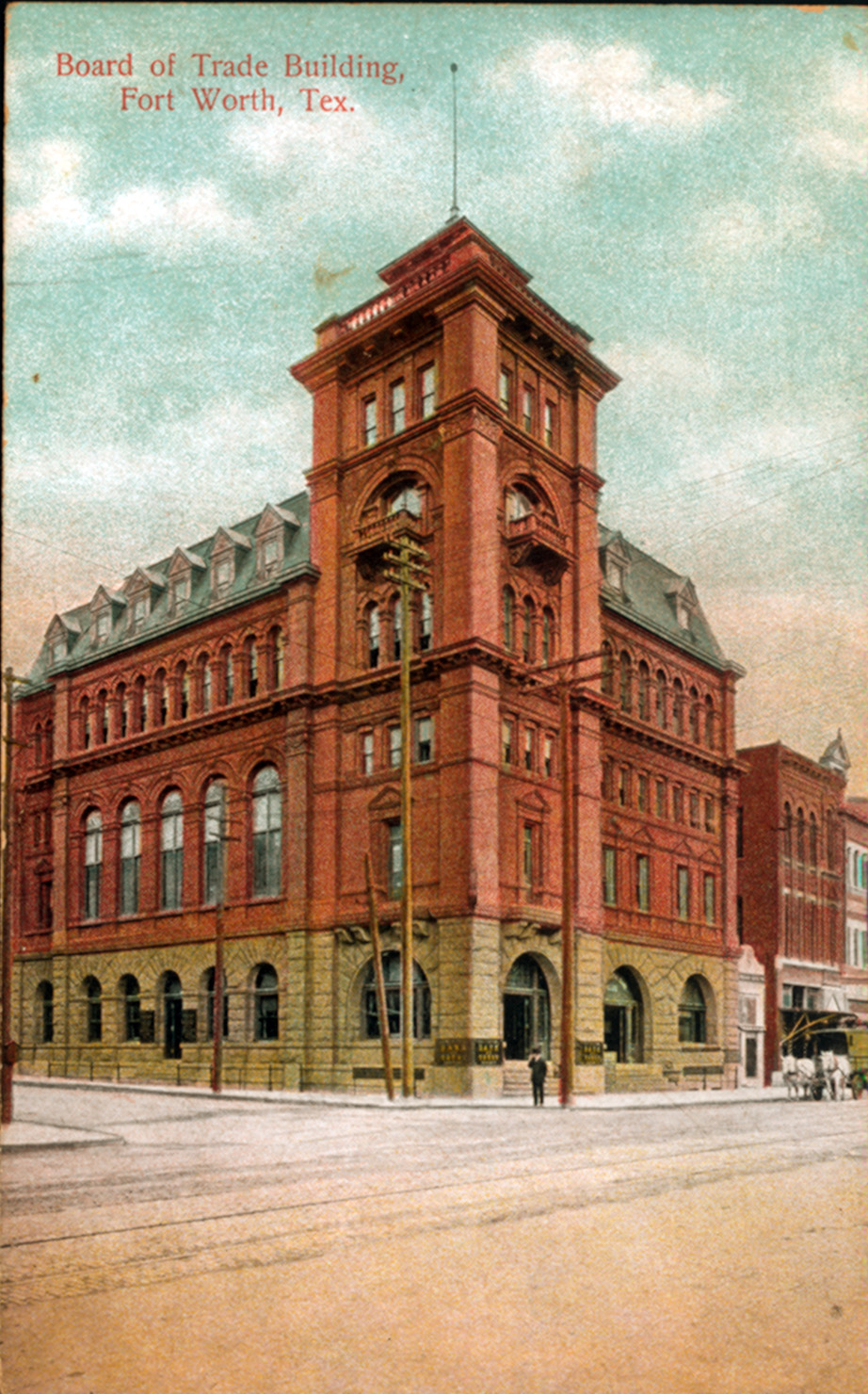 Postcard of the Board of Trade Building in Fort Worth, 1909