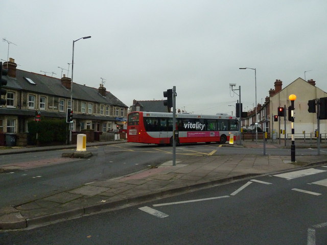 File:Bus turning from Gosbrook Road into George Street - geograph.org.uk - 2693000.jpg