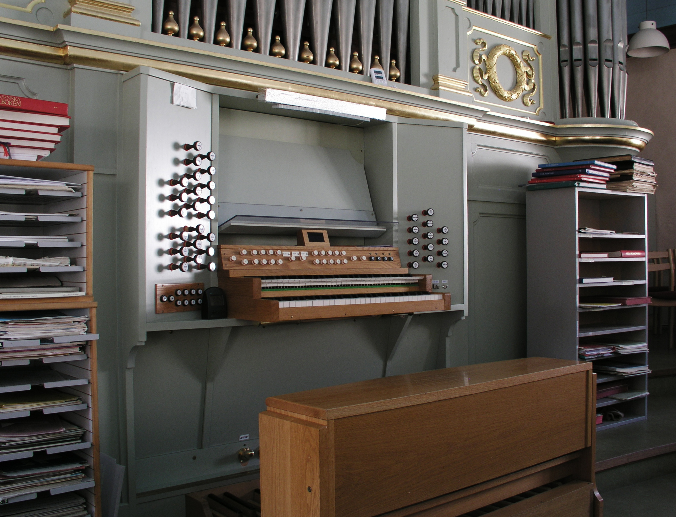 Веймар евангелист Жига мануал орган. Registers of Church Organ.