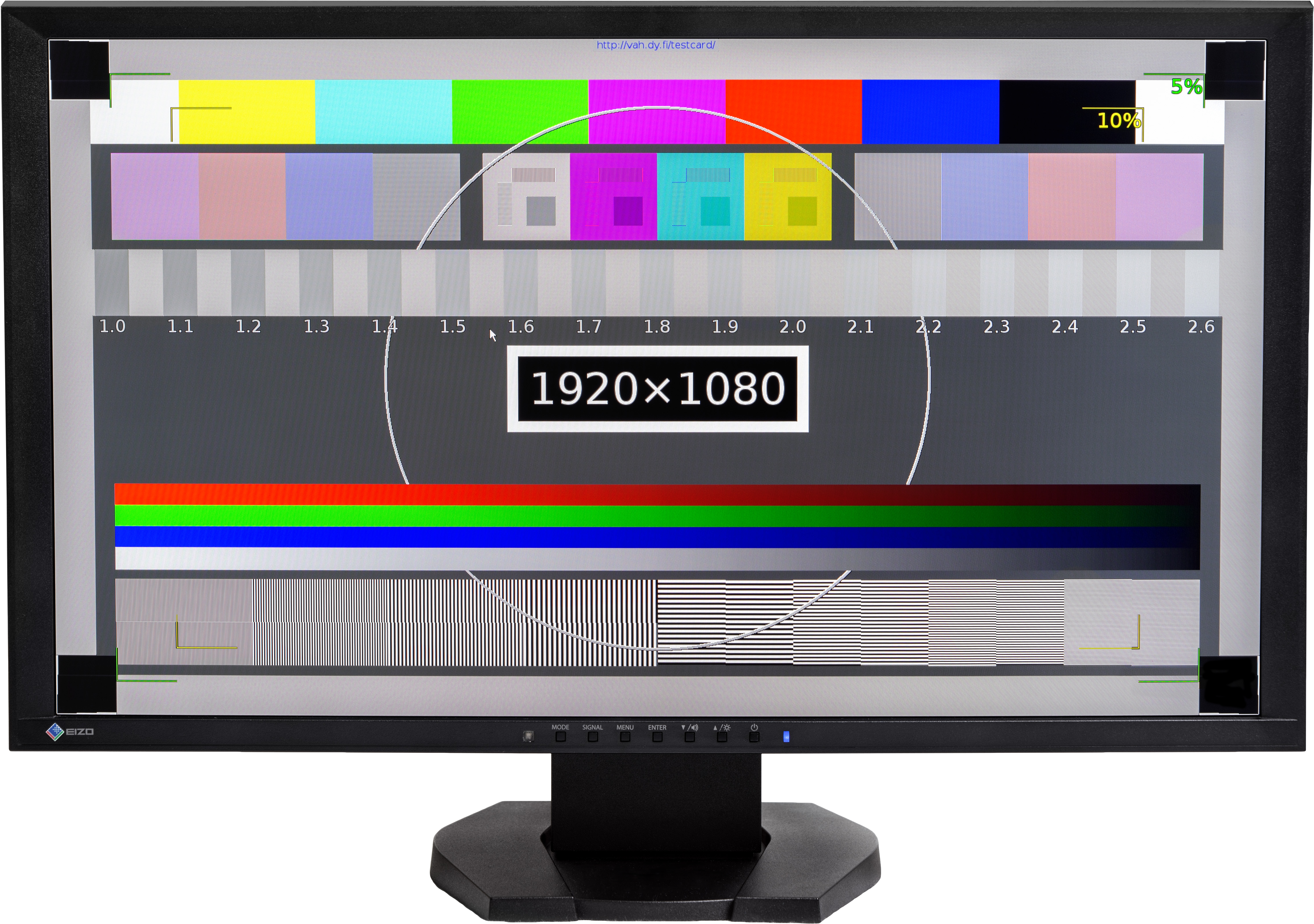 I, the copyright holder of this work, hereby publish it under the following license: English Computer monitor displaying a test pattern