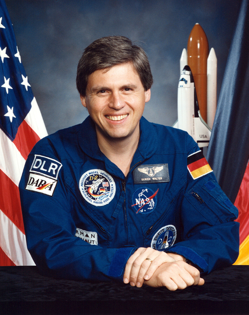 German astronaut Ulrich Walter, STS-55 Payload Specialist, NASA photo (21 January 1993)Source: Wikipedia (www.jsc.nasa.gov unavailable February 2020) Ulrich_walter.jpg
