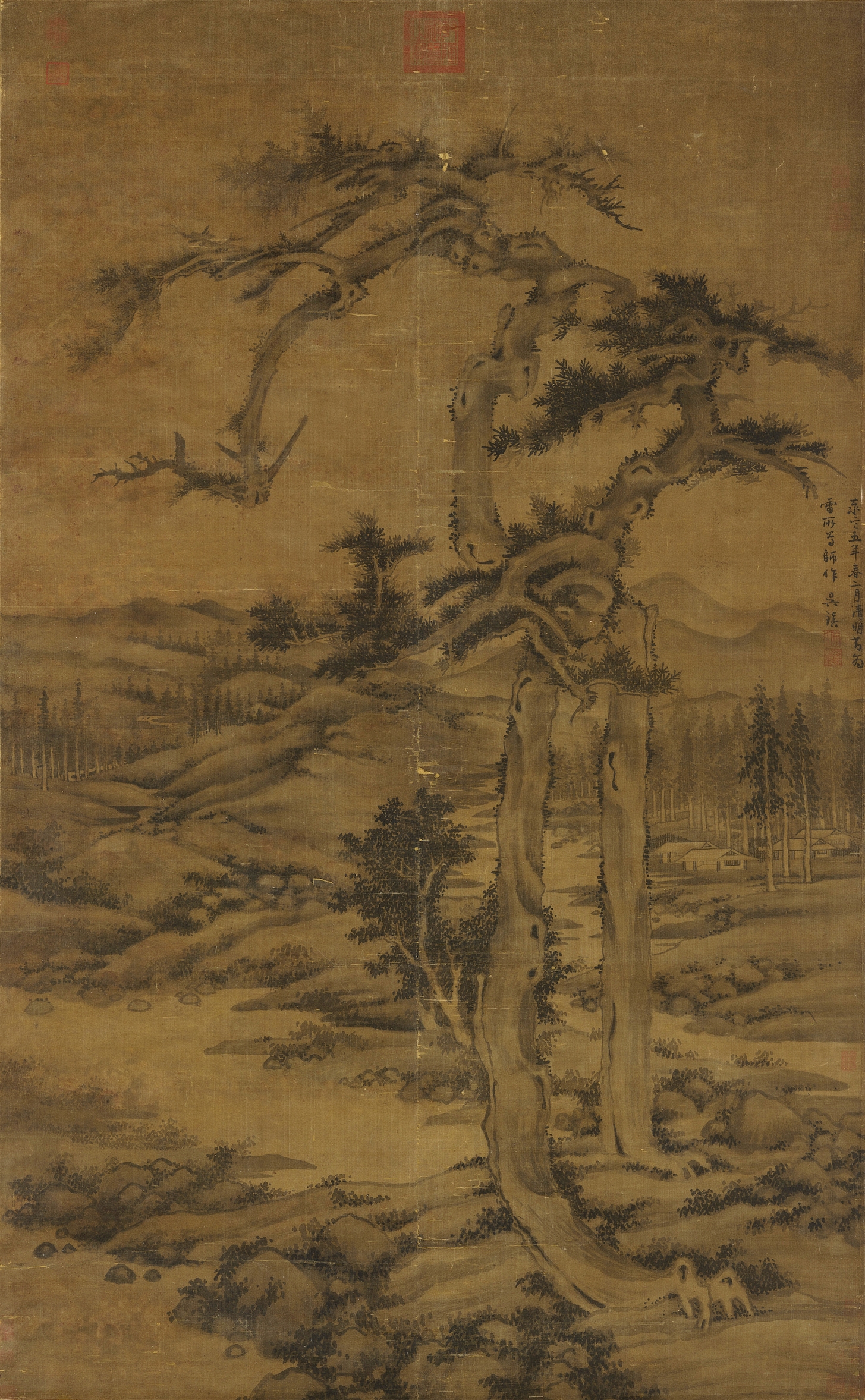 File:Wu Zhen. Twin Pines. 180x111,4 cm. 1328. National Palace 