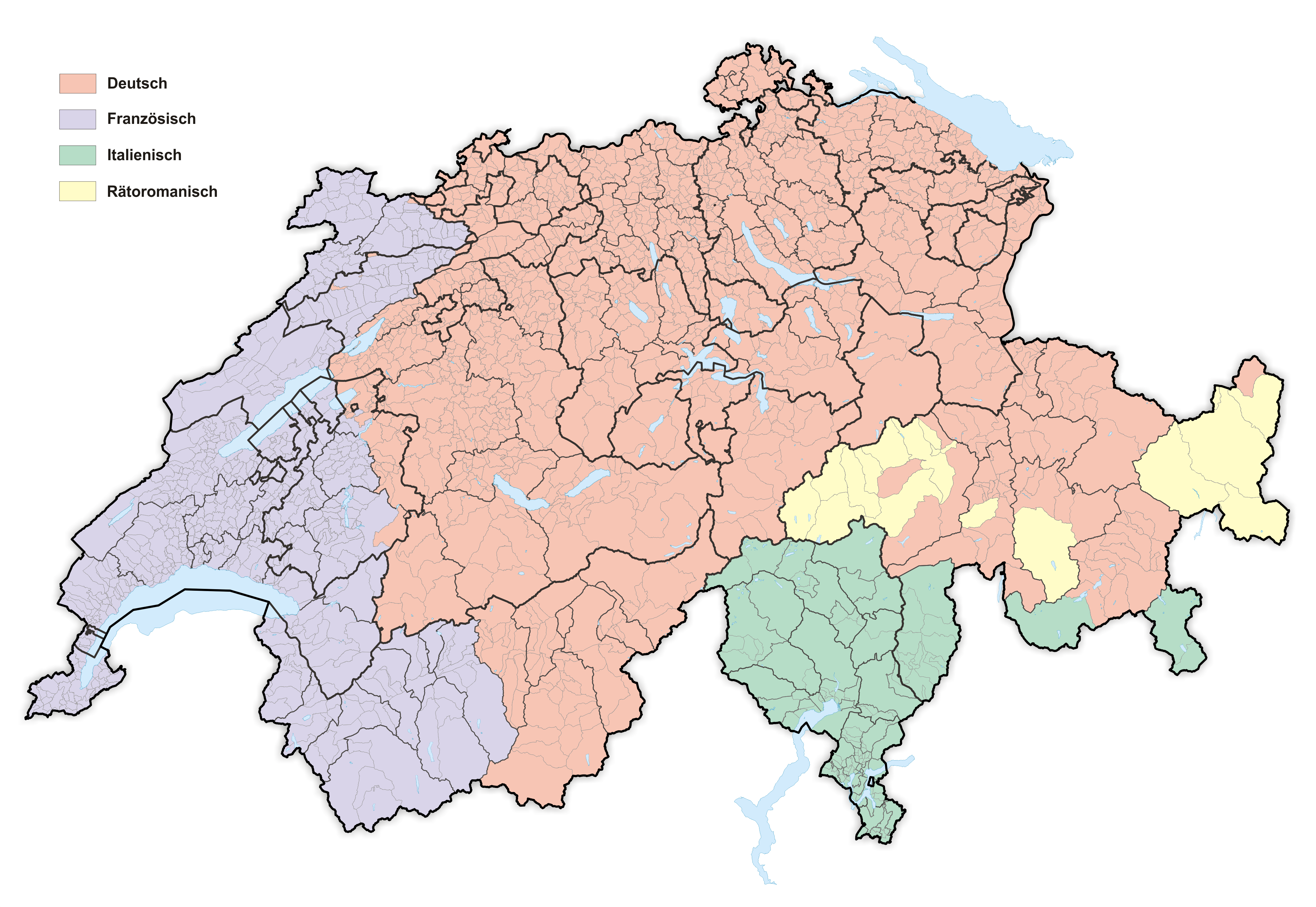 Swiss Map By Language Languages Of Switzerland - Wikipedia