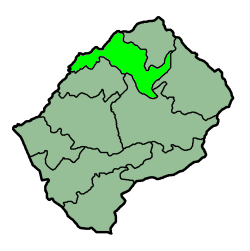 Harta districtului Leribe în cadrul statului Lesotho