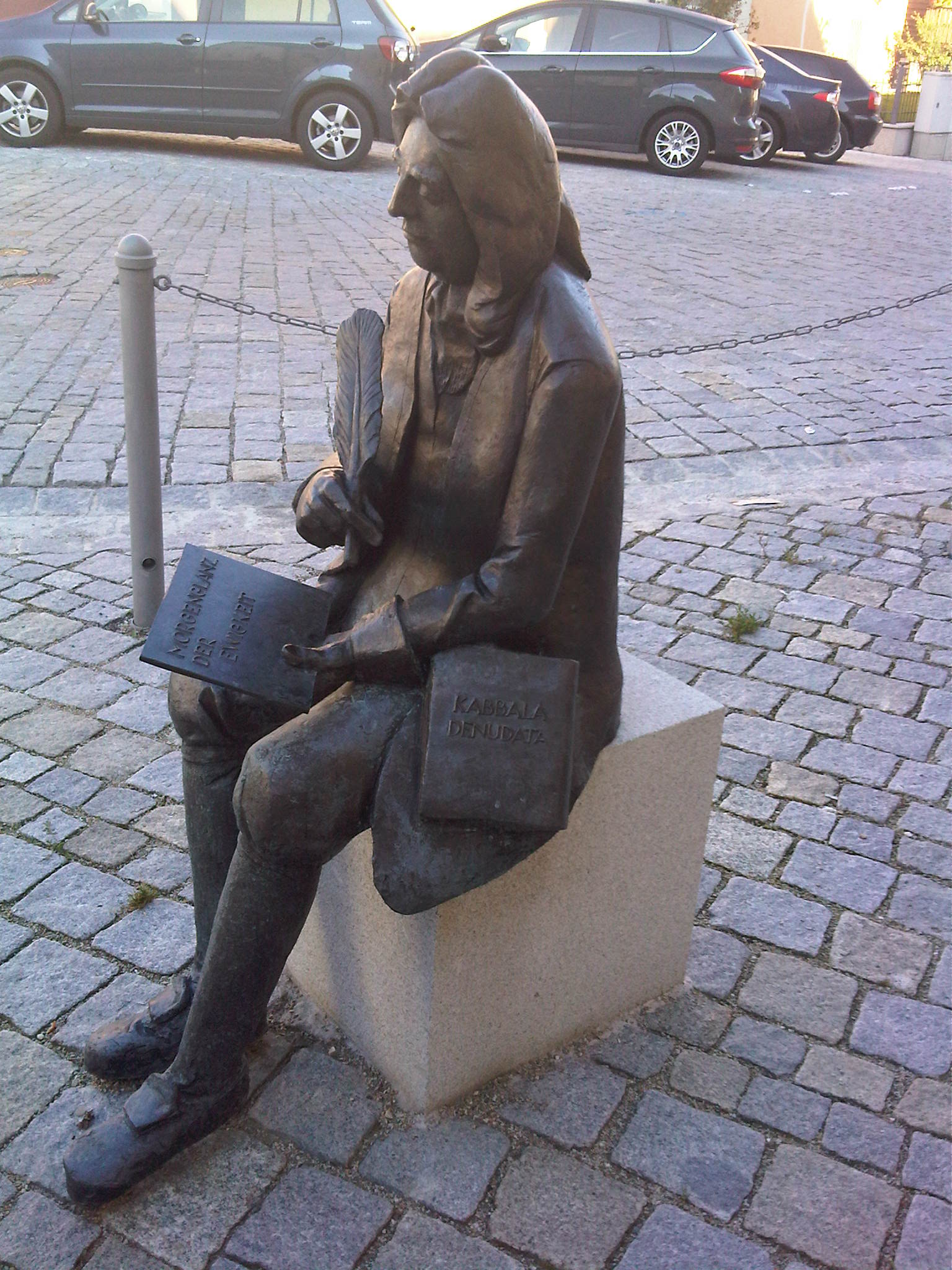 Sculpture of Christian Knorr von Rosenroth in Sulzbach-Rosenberg, by Peter Kuschel