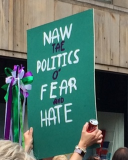 Banner at the Edinburgh PROCESSIONS Banner nae to politics.png