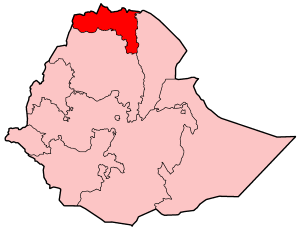 خريطة إثيوبيا توضح إقليم تيجراي.