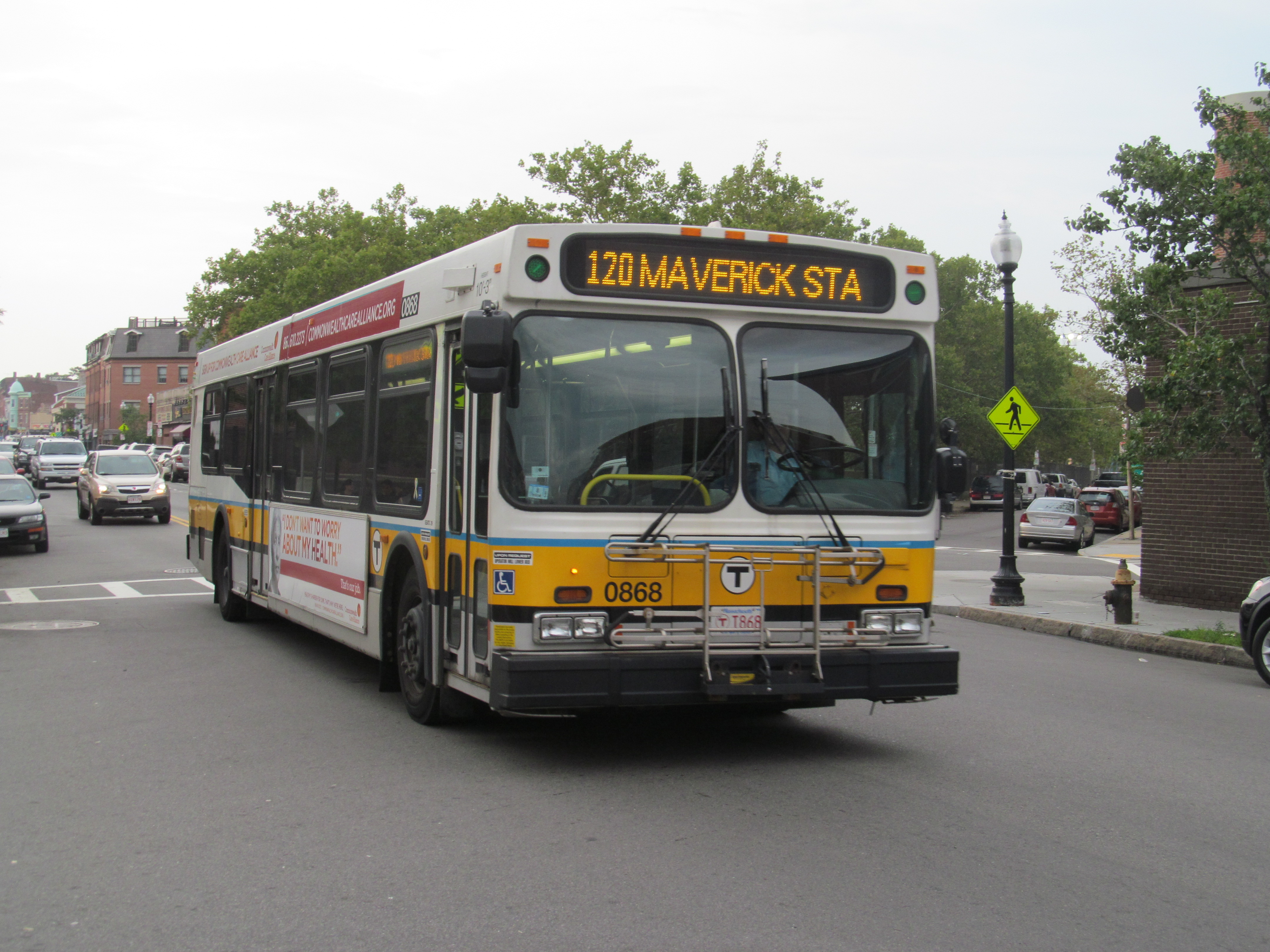 File:MBTA route 120 bus Meridian Street, August 2015.JPG - Wikimedia Commons