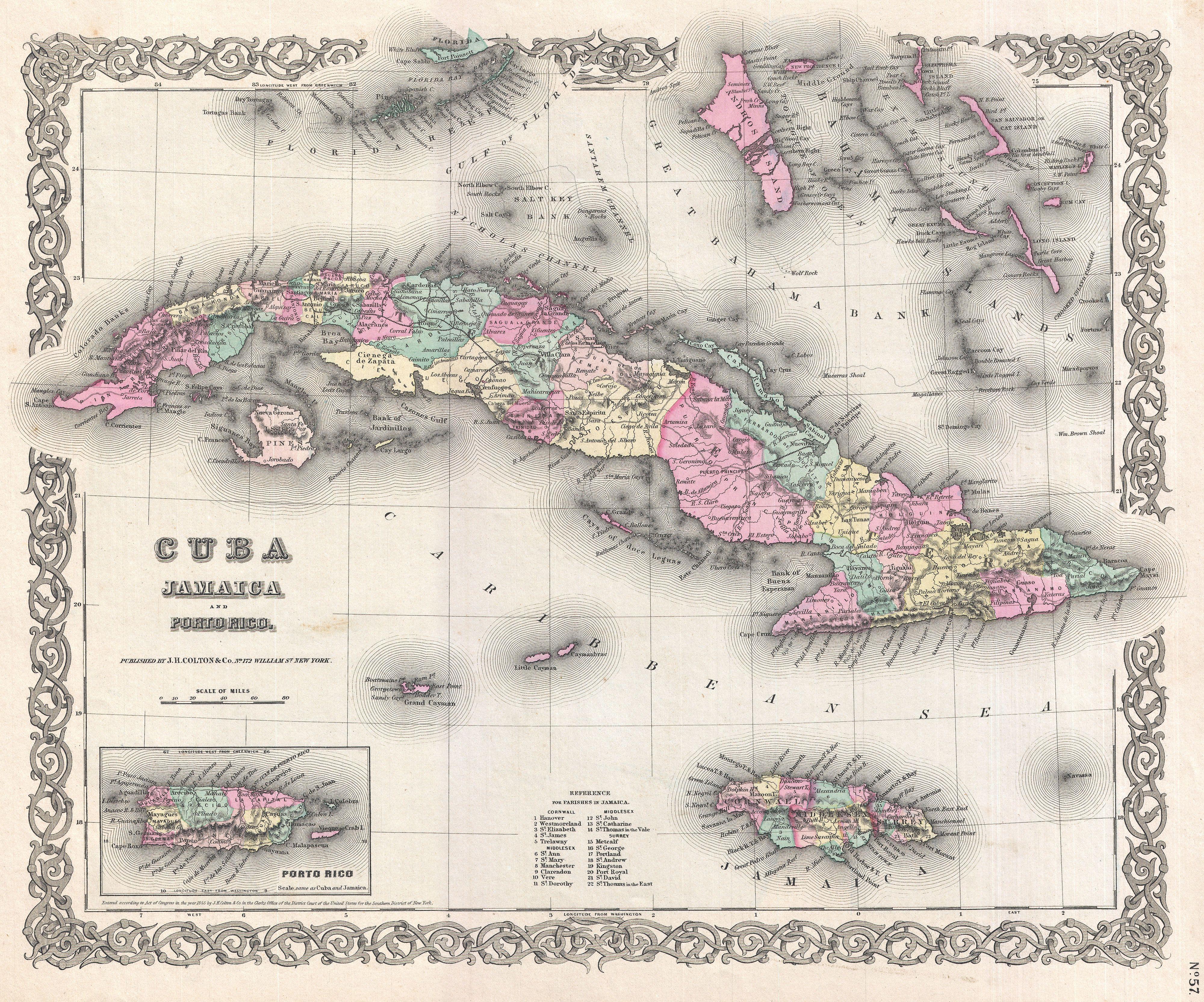 CUBA PUERTO RICO Jamaica Haiti Caribbean BAEDEKER 1909 old antique map chart 