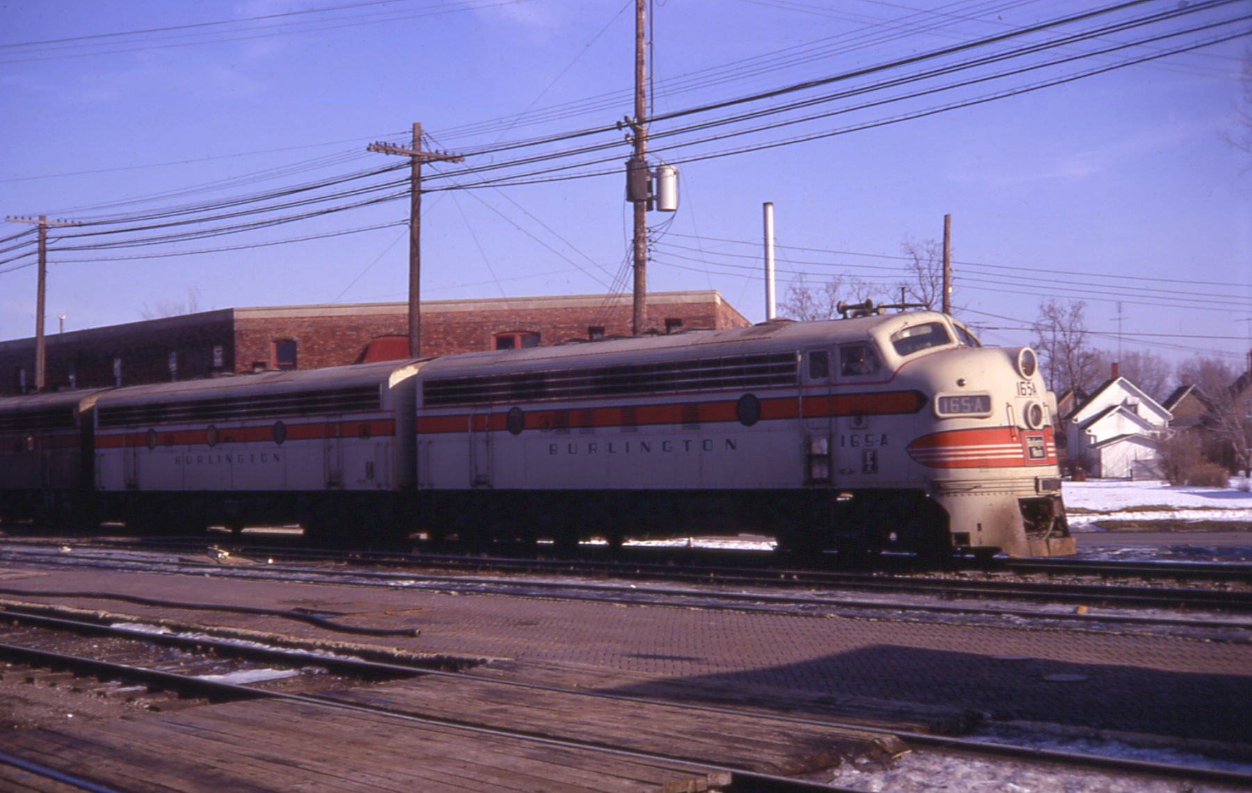 An EMD F7 with its A & B units.