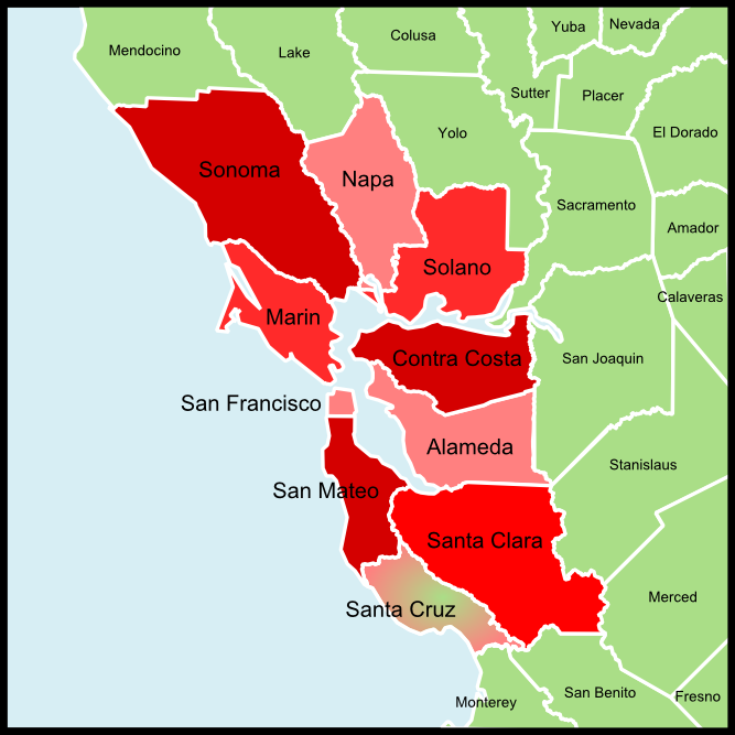 San Francisco Bay Area Counties Map File:Bay Area county map.png   Wikimedia Commons