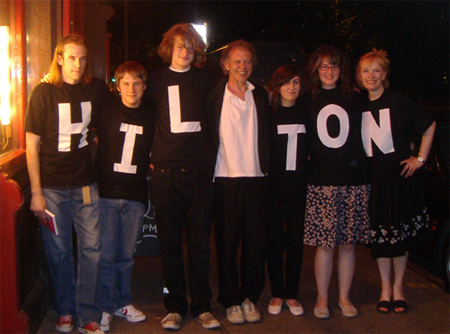 McRae with friends and family at the closing night of ''Rabbit'' at the Old Red Lion Theatre (2006)