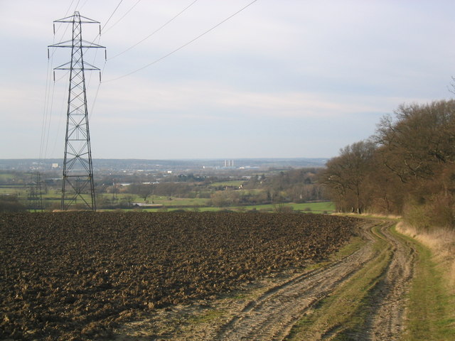 File:Ploughed field and pylon, with view over to the Lea Valley - geograph.org.uk - 362292.jpg