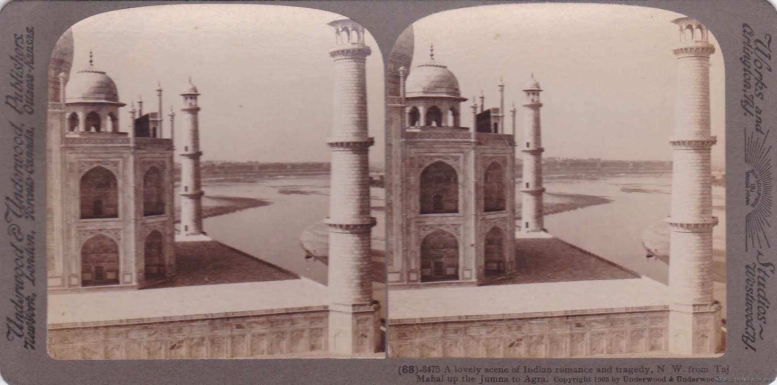 Keystone Stereoview of The Taj Mahal at Agra India From 600/1200 Card Set #881 