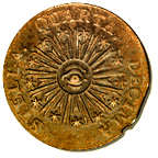 Reverse of the 1785 and 1786 design features an "all-seeing eye" with 13 stars encircled by the Latin motto STELLA. QUARTA. DECIMA. meaning the fourteenth star. VTcoppReverse.jpg