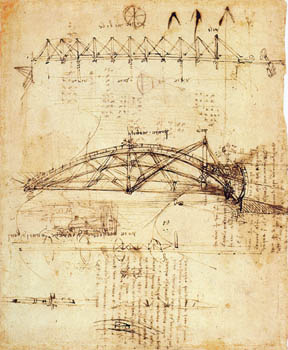 Опирающийся мост (рисунок Леонардо да Винчи)
