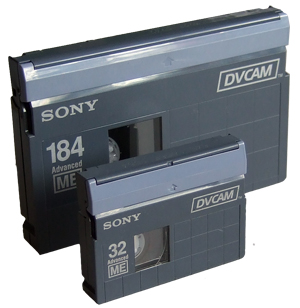 DVCAM cassettes in both miniDV and large size