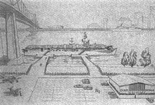 File:Drawing of proposed USS Cabot (CVL-28) museum at New Orleans 1990.jpg