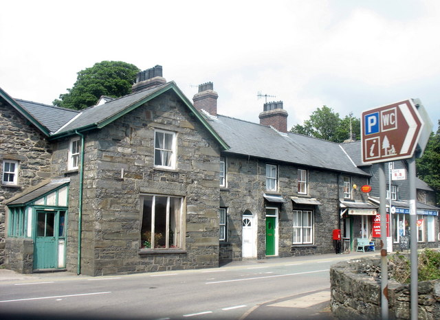 A terrace of houses and shops at Pentrefoelas - geograph.org.uk - 479724