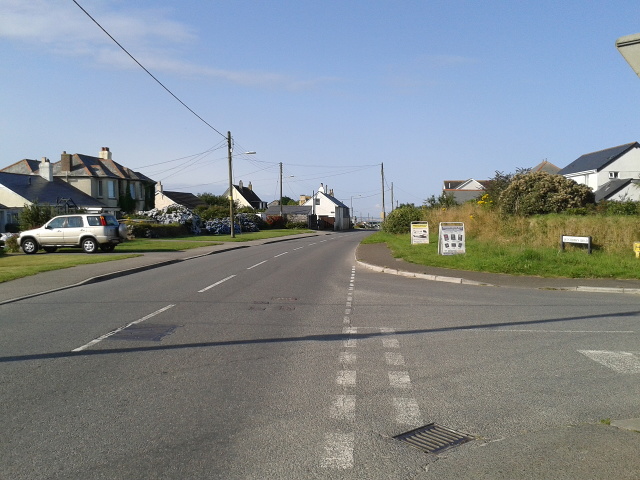 File:B3314 heading south in Delabole, Westdown Road to the right - geograph.org.uk - 4152875.jpg