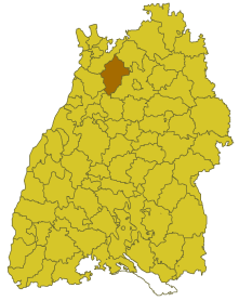 Elhelyezkedése Baden-Württemberg térképén