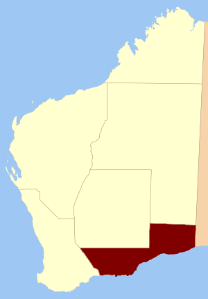Location in Western Australia Eucla land division of Western Australia.png
