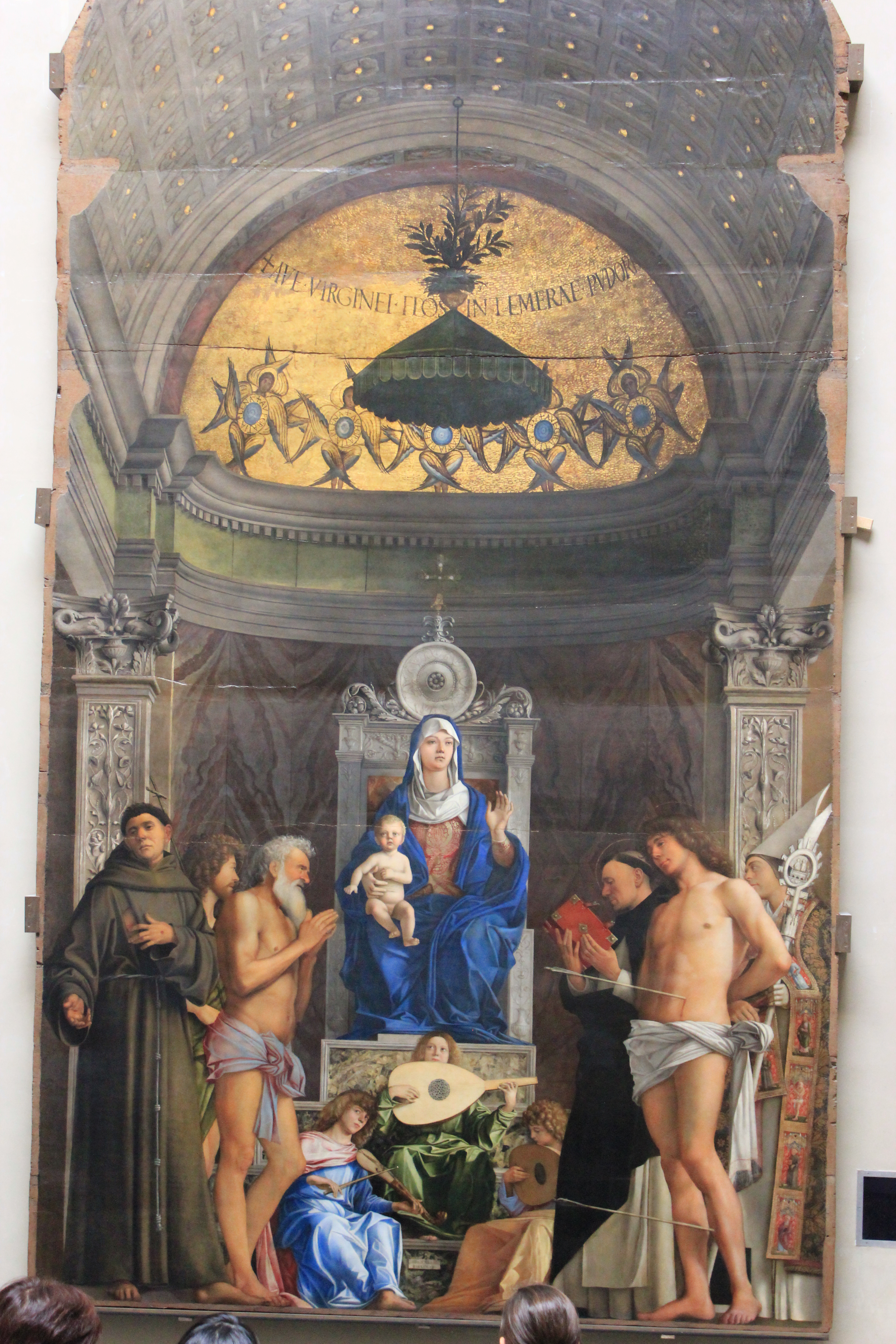 Giovanni Bellini (ca 1430-1516): Pala di San Giobbe («Altertavle for St Job) (ca 1487), som viser Madonna med barnet, spillende engler og de hellige Frans, Johannes døperen, Job, Dominikus, Sebastian og Ludvig av Toulouse