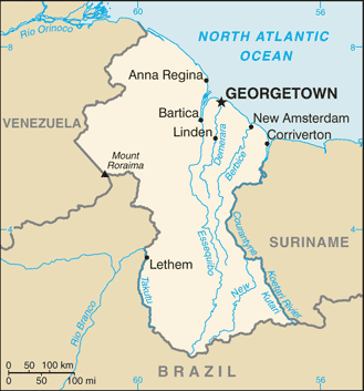 Map Of Guyana Showing Rivers List Of Airports In Guyana - Wikipedia