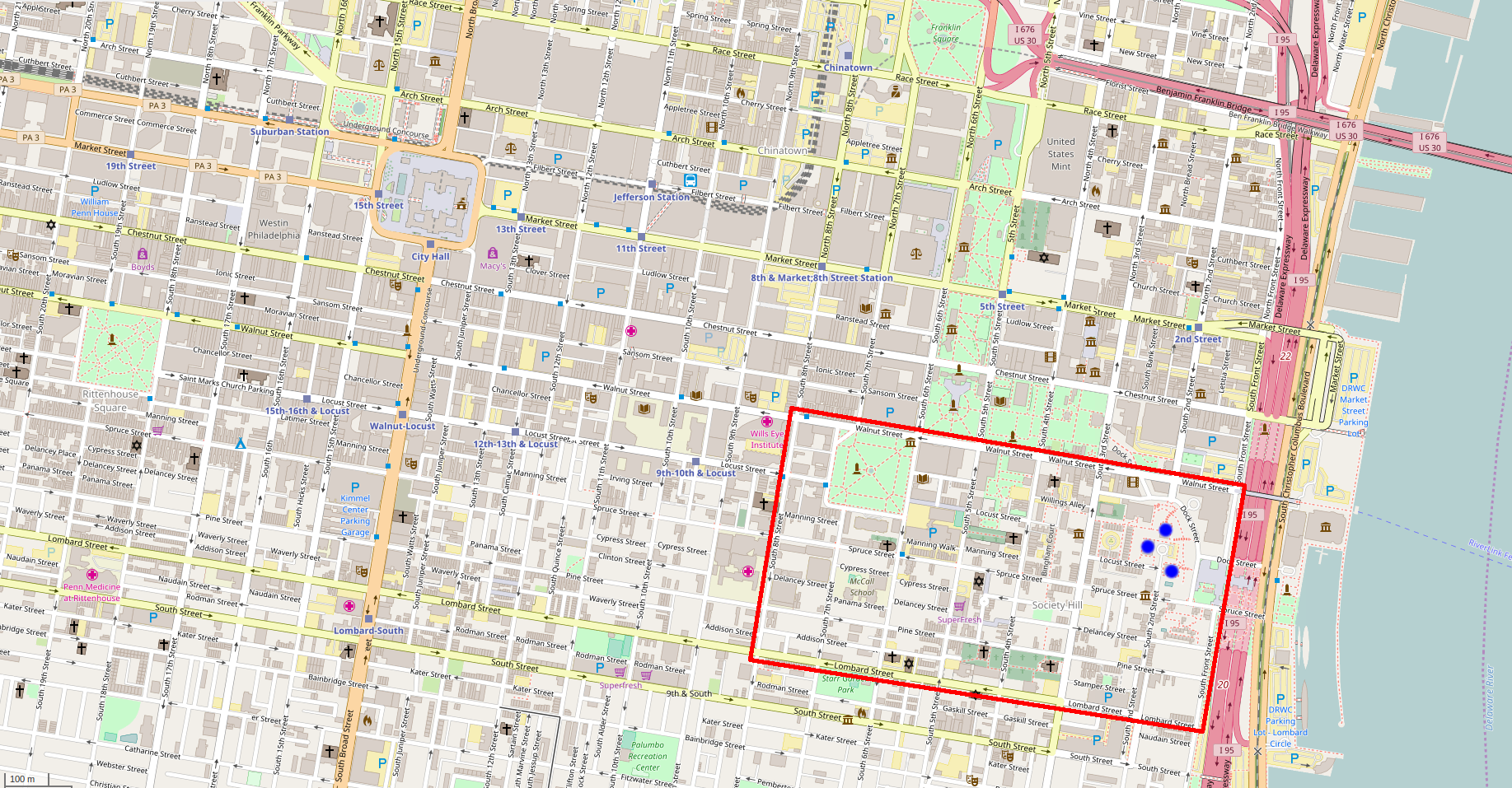 map of central philadelphia File Street Map Of Central Philadelphia With The Society Hill map of central philadelphia