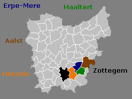 East Flanders, in color the municipalities of the catchment area of ​​the Molenbeeks