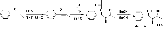 羟醛-季先科反应，以苯基乙基甲酮和乙醛为原料