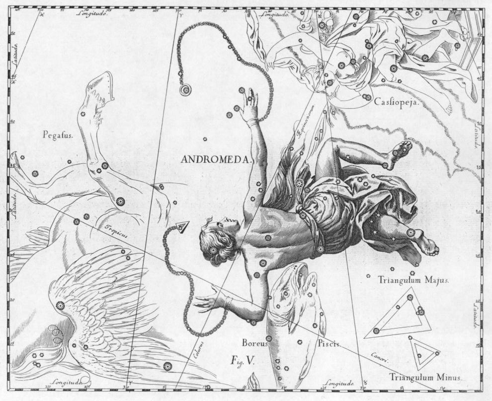 Wyobrażenie Andromedy, w atlasie Jana Heweliusza